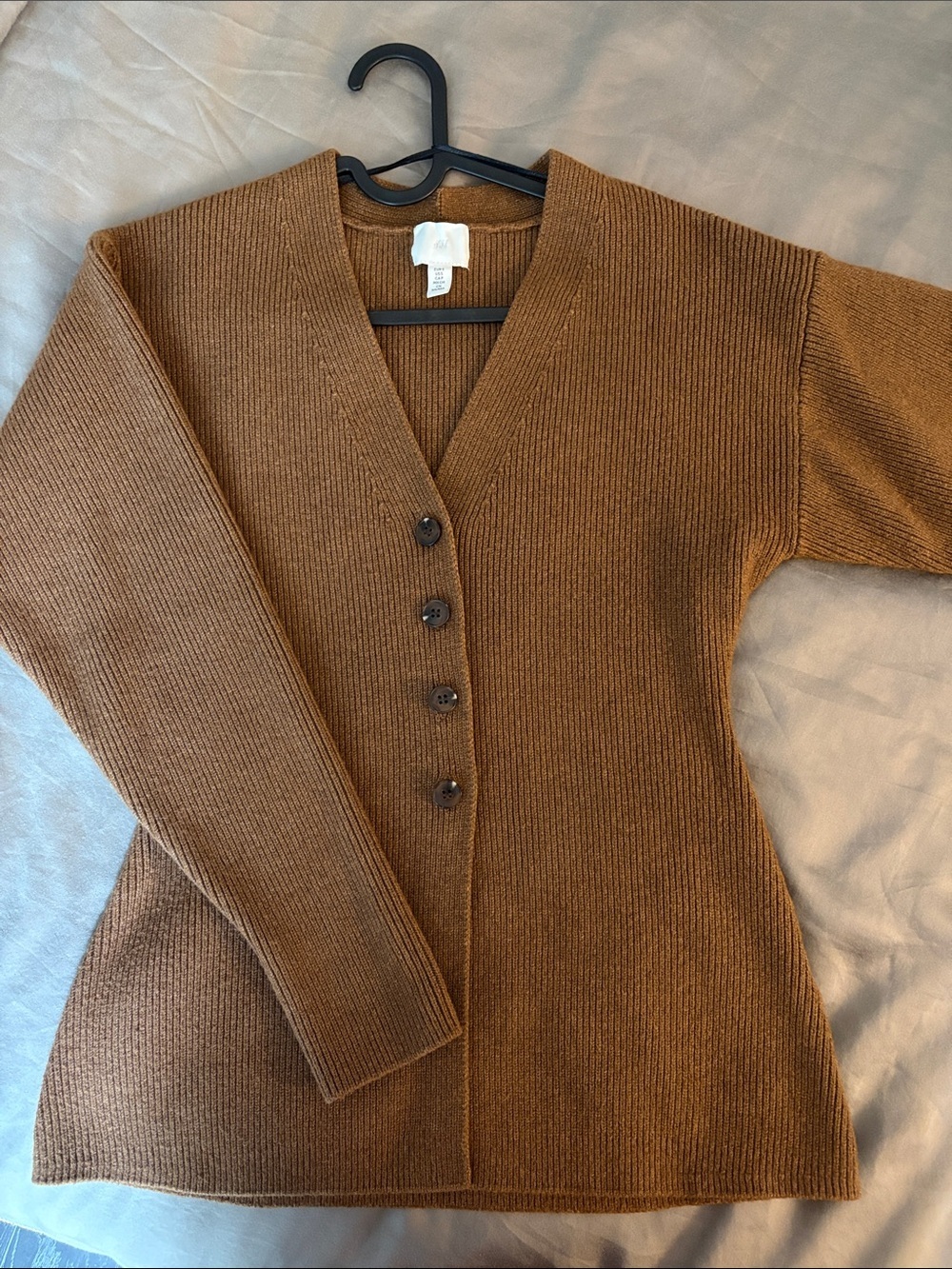 H&M cinch-waist Button-Front Cardigan - Brown